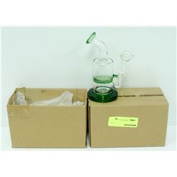 2PK SMALL GREEN GLASS BONGS *MUST BE 18+ TO BID*