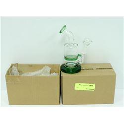 2PK SMALL GREEN GLASS BONGS *MUST BE 18+ TO BID*