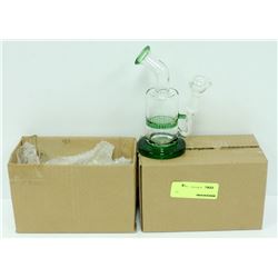 2PK SMALL GREEN GLASS BONGS *MUST BE 18+ TO BID*