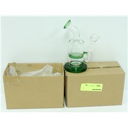 2PK SMALL GREEN GLASS BONGS *MUST BE 18+ TO BID*