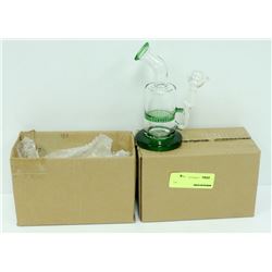 2PK SMALL GREEN GLASS BONGS *MUST BE 18+ TO BID*