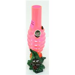 ACRYLIC POT LEAF BONG; PINK *MUST BE 18+ TO BID*