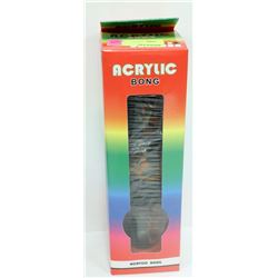 ACRYLIC 12" BONG; BLACK & ORANGE FLAME