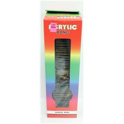 ACRYLIC 12" BONG; BLACK & ORANGE POT LEAF