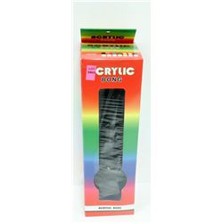 ACRYLIC 12" BONG; BLACK & BLUE POT LEAF