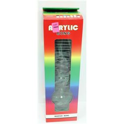 ACRYLIC 12" BONG; BLACK & GREEN POT LEAF