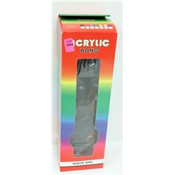 ACRYLIC 12" BONG; BLACK & ORANGE SKULL