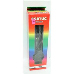 ACRYLIC 12" BONG; BLACK & YELLOW POT LEAF