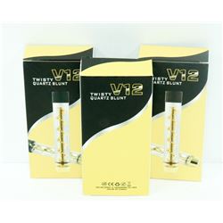 3PK OF V12 TWISTY QUARTZ BLUNTS; ASSORTED COLORS