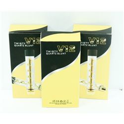 3PK OF V12 TWISTY QUARTZ BLUNTS; ASSORTED COLORS
