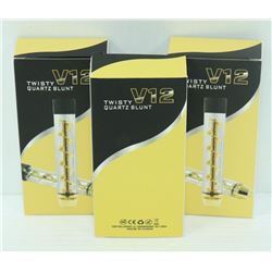 3PK OF V12 TWISTY QUARTZ BLUNTS; ASSORTED COLORS