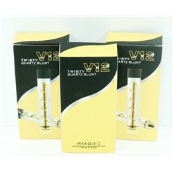 3PK OF V12 TWISTY QUARTZ BLUNTS; ASSORTED COLORS