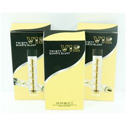 3PK OF V12 TWISTY QUARTZ BLUNTS; ASSORTED COLORS