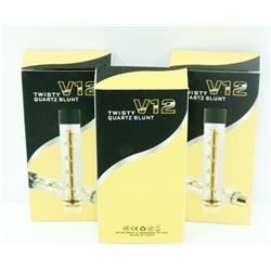 3PK OF V12 TWISTY QUARTZ BLUNTS; ASSORTED COLORS