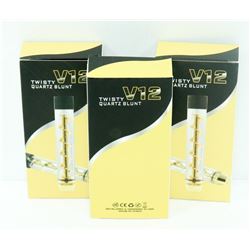 3PK OF V12 TWISTY QUARTZ BLUNTS; ASSORTED COLORS