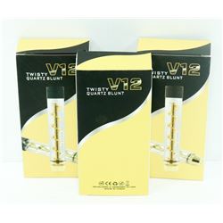3PK OF V12 TWISTY QUARTZ BLUNTS; ASSORTED COLORS