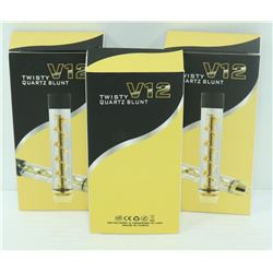 3PK OF V12 TWISTY QUARTZ BLUNTS; ASSORTED COLORS
