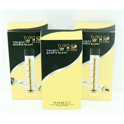 3PK OF V12 TWISTY QUARTZ BLUNTS; ASSORTED COLORS