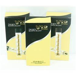 3PK OF V12 TWISTY QUARTZ BLUNTS; ASSORTED COLORS