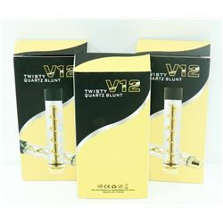 3PK OF V12 TWISTY QUARTZ BLUNTS; ASSORTED COLORS