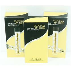 3PK OF V12 TWISTY QUARTZ BLUNTS; ASSORTED COLORS