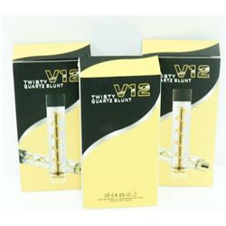 3PK OF V12 TWISTY QUARTZ BLUNTS; ASSORTED COLORS