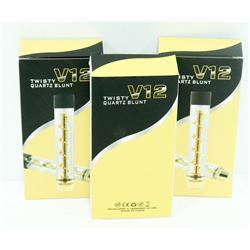3PK OF V12 TWISTY QUARTZ BLUNTS; ASSORTED COLORS