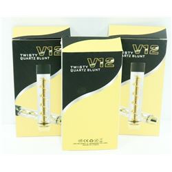 3PK OF V12 TWISTY QUARTZ BLUNTS; ASSORTED COLORS