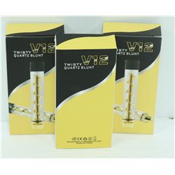 3PK OF V12 TWISTY QUARTZ BLUNTS; ASSORTED COLORS