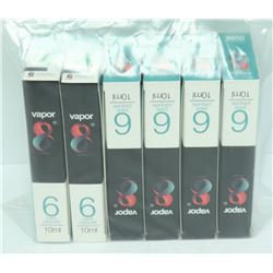 LOT OF 6- 6PK 10ML ASSORTED FLAVORED VAPOR 8