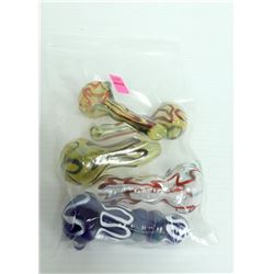 BAG OF 5 ASSORTED GLASS PIPES.