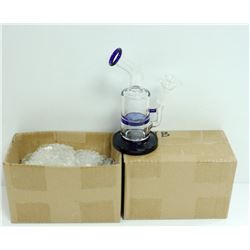 2PK OF SMALL GLASS BONGS; CLEAR/ BLUE