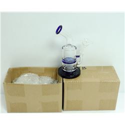 2PK OF SMALL GLASS BONGS; CLEAR/ BLUE