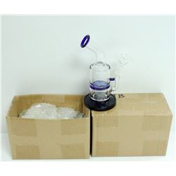 2PK OF SMALL GLASS BONGS; CLEAR/ BLUE