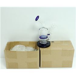 2PK OF SMALL GLASS BONGS; CLEAR/ BLUE