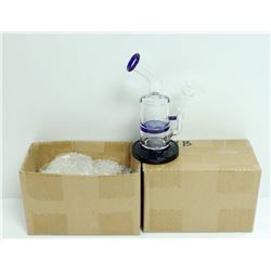 2PK OF SMALL GLASS BONGS; CLEAR/ BLUE