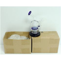 2PK OF SMALL GLASS BONGS; CLEAR/ BLUE