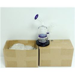 2PK OF SMALL GLASS BONGS; CLEAR/ BLUE