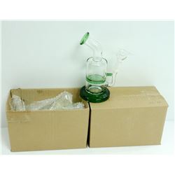 2PK OF SMALL GLASS BONGS; CLEAR/ GREEN