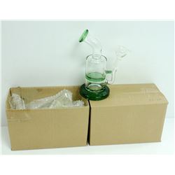 2PK OF SMALL GLASS BONGS; CLEAR/ GREEN