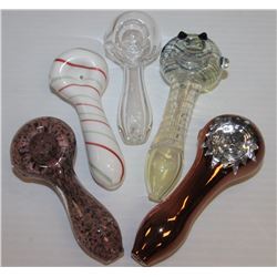5PK OF ASSORTED GLASS PIPES *MUST BE 18+ TO BID*