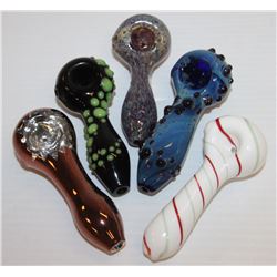 5PK OF ASSORTED GLASS PIPES *MUST BE 18+ TO BID*