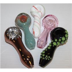 5PK OF ASSORTED GLASS PIPES *MUST BE 18+ TO BID*