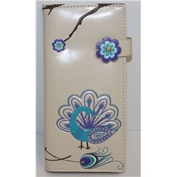 NEW SHAGWEAR WOMENS WALLET; CREAM/ PEACOCK