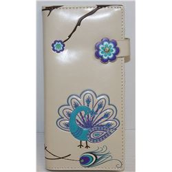 NEW SHAGWEAR WOMENS WALLET; CREAM/ PEACOCK