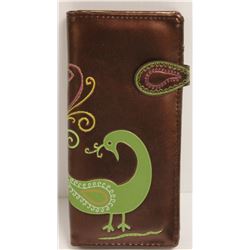 NEW SHAGWEAR WOMENS WALLET; BROWN/ PEACOCK
