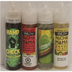 4PK OF 60ML 0MG ASSORTED FLAVORED VAPE JUICE
