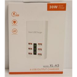 30W QUICK CHARGE 6 USB OUTPUT CHARGER- NEW IN