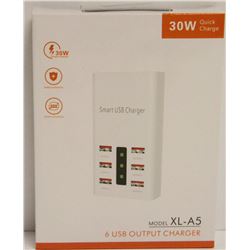 30W QUICK CHARGE 6 USB OUTPUT CHARGER- NEW IN