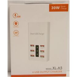 30W QUICK CHARGE 6 USB OUTPUT CHARGER- NEW IN